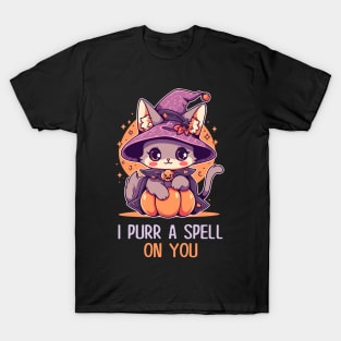 Funny Cat Pun Witch Spell Graphic Men Kids Women Halloween T-Shirt